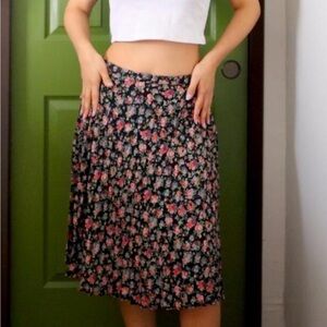 Forever 21 Black Floral Midi Skirt